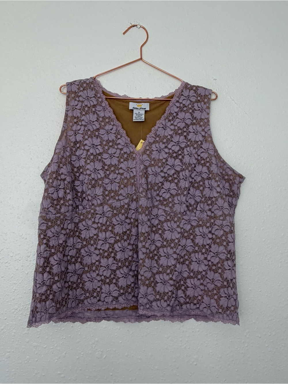 Kathleen Kirkwood Lavender Lace V-Neck Sleeveless Camisole